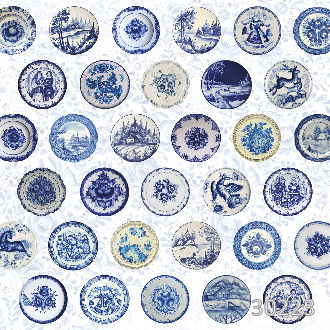 Тарелки в технике гжель